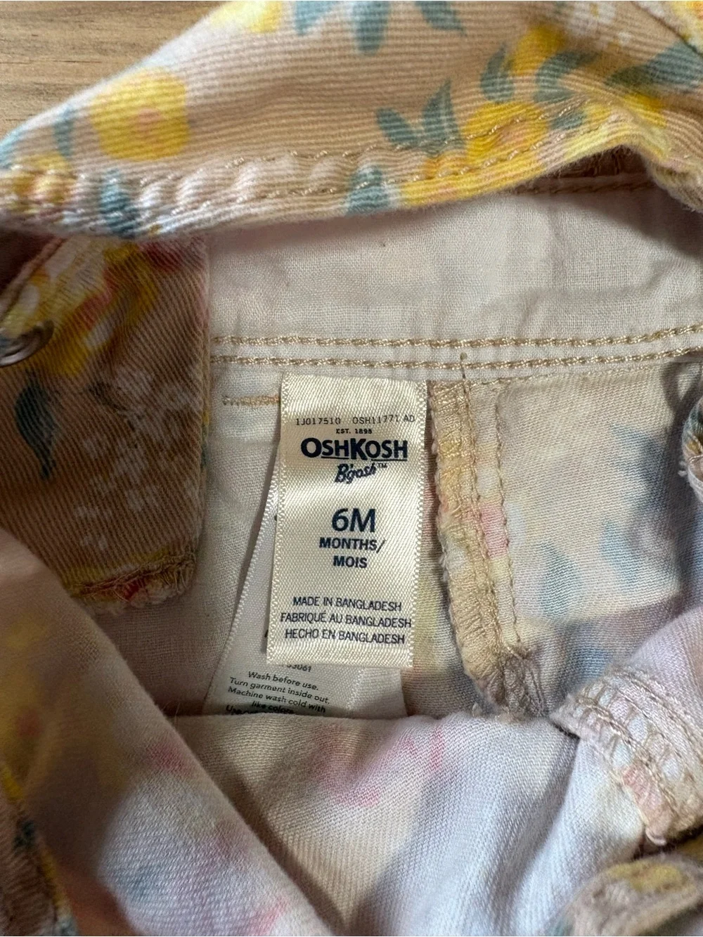 OshKosh B'gosh Pastel Floral Pink & Yellow Overalls